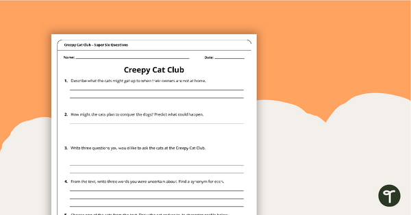 Comprehension - Creepy Cat Club teaching resource
