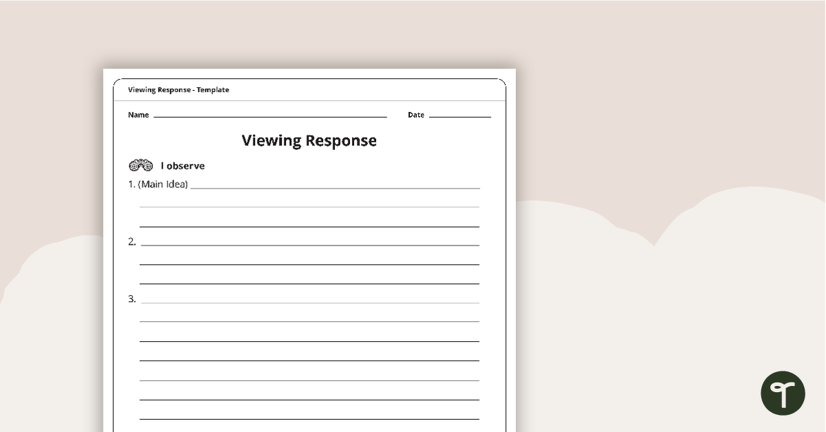 Viewing Response Template teaching resource