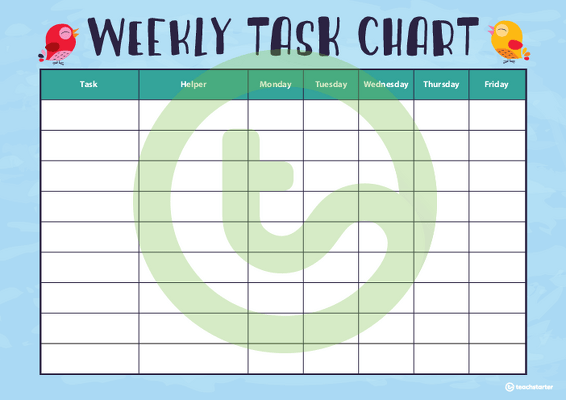 Friends of a Feather - Weekly Task Chart teaching resource
