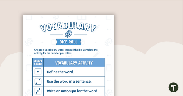 Image of Vocabulary Dice Roll Activity