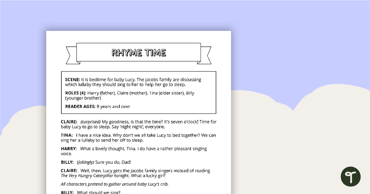 Readers' Theater Script - Rhyme Time teaching resource