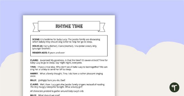 Readers' Theater Script - Rhyme Time teaching resource