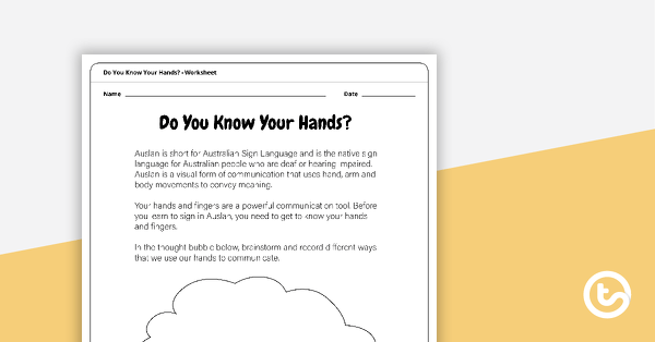 Go to Do You Know Your Hands? Worksheet teaching resource