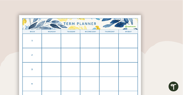 Go to Vintage Roses Printable Teacher Diary - 5, 6, 9, 10 and 11 Week Term Planners teaching resource