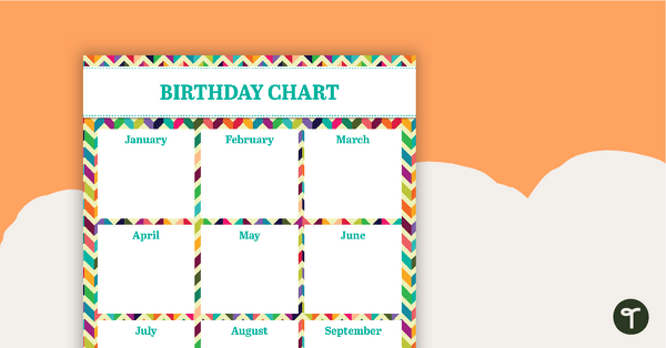 Bright Chevron - Happy Birthday Chart teaching resource