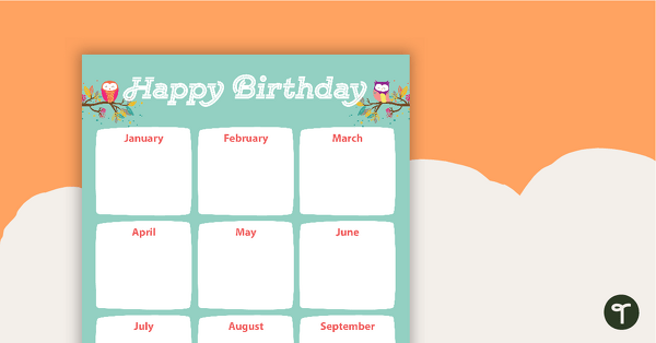Owls - Happy Birthday Chart teaching resource