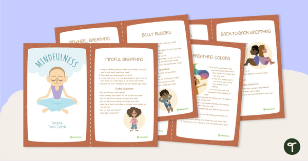 5 Minute Mindfulness Meditation Activity Task Cards for Kids