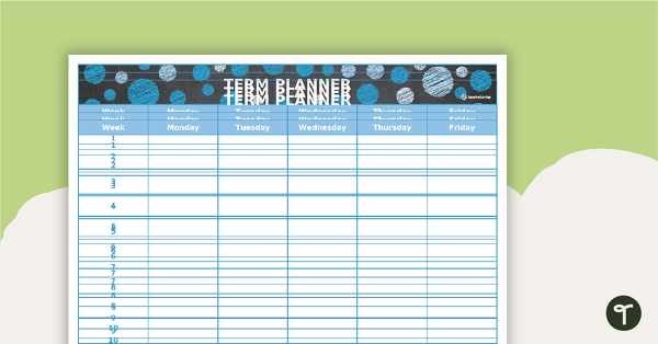 Editable Blue Chalkboard-Themed 9, 10, and 11-Week Term Planners teaching resource