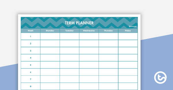 Go to Editable Blue Chevrons Themed 9, 10 and 11 Week Term Planners teaching resource