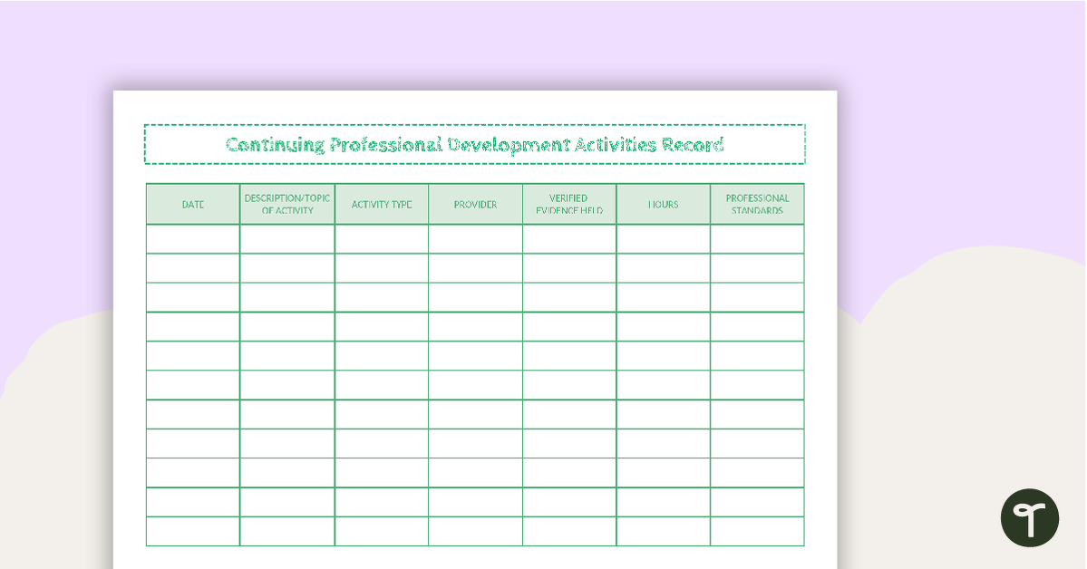 Chalkboard-Theme Professional Development Log for Teachers teaching resource