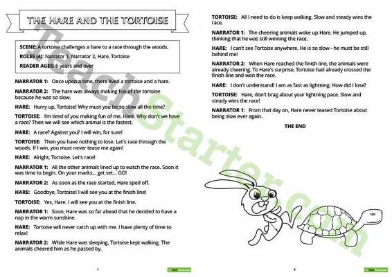 Readers' Theatre Script - Hare and Tortoise teaching resource
