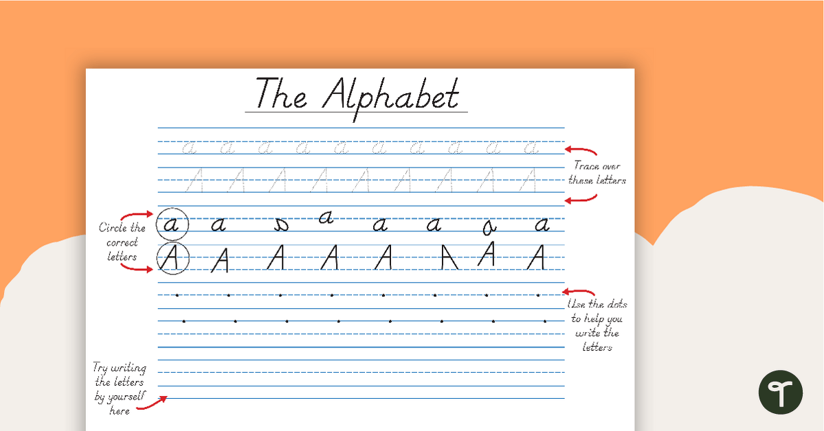 Alphabet Handwriting Sheets - Including Non-Examples teaching resource