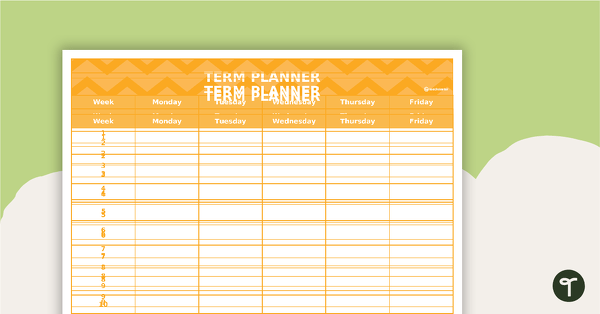 Go to Editable Yellow Chevrons Themed 9, 10 and 11 Week Term Planners teaching resource