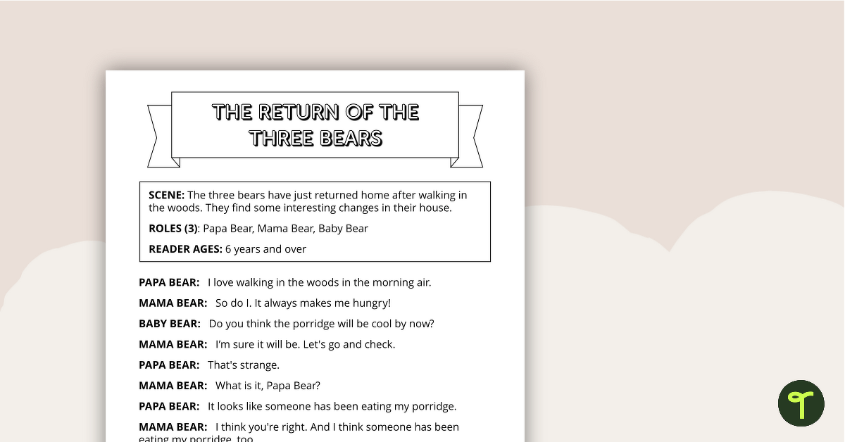 Readers' Theatre Script - Return of the Three Bears teaching resource