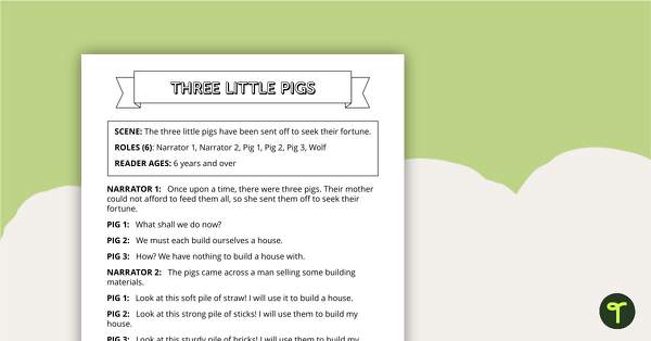 Preview image for Readers' Theatre Script - Three Little Pigs - teaching resource