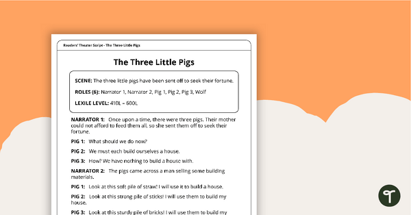 Preview image for Readers' Theater Script - The Three Little Pigs - teaching resource