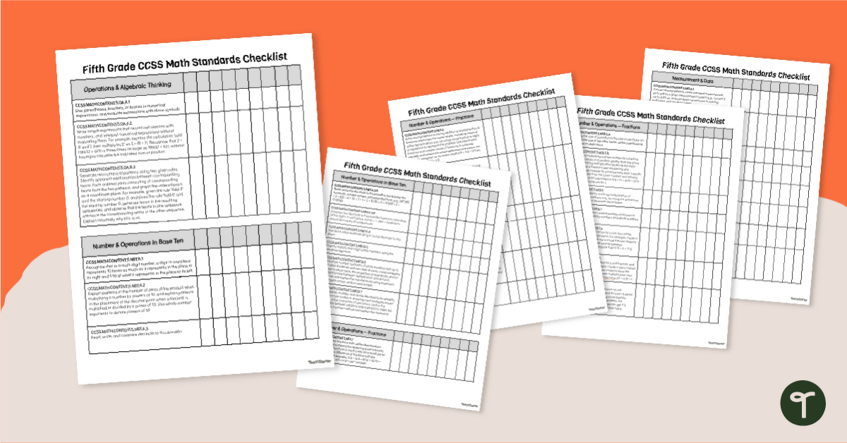 Common Core State Standards Progression Trackers - Grade 5 - Number & Operations - Fractions teaching resource
