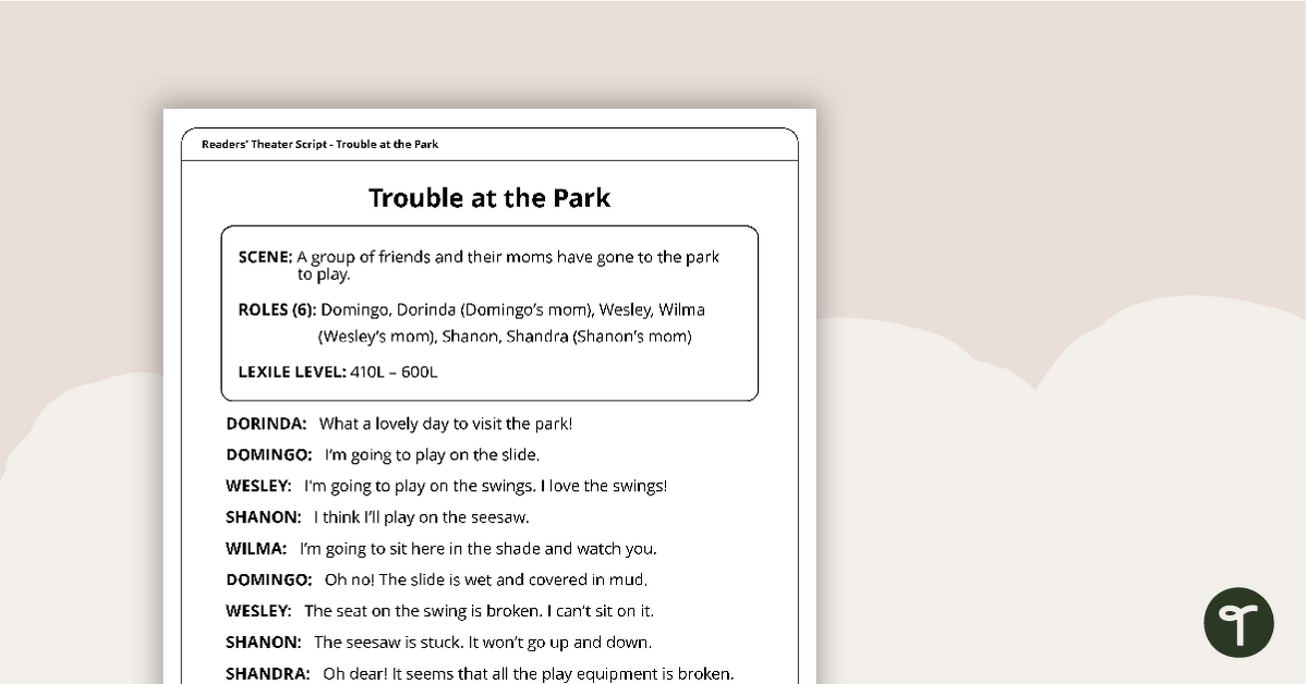 Readers' Theater Script - Trouble at the Park teaching resource
