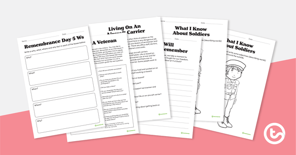 Preview image for Veterans Day Worksheets - teaching resource