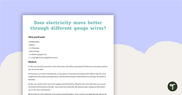 Preview image for Electricity Experiment - teaching resource