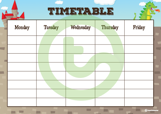 Fairy Tales and Castles - Weekly Timetable teaching resource