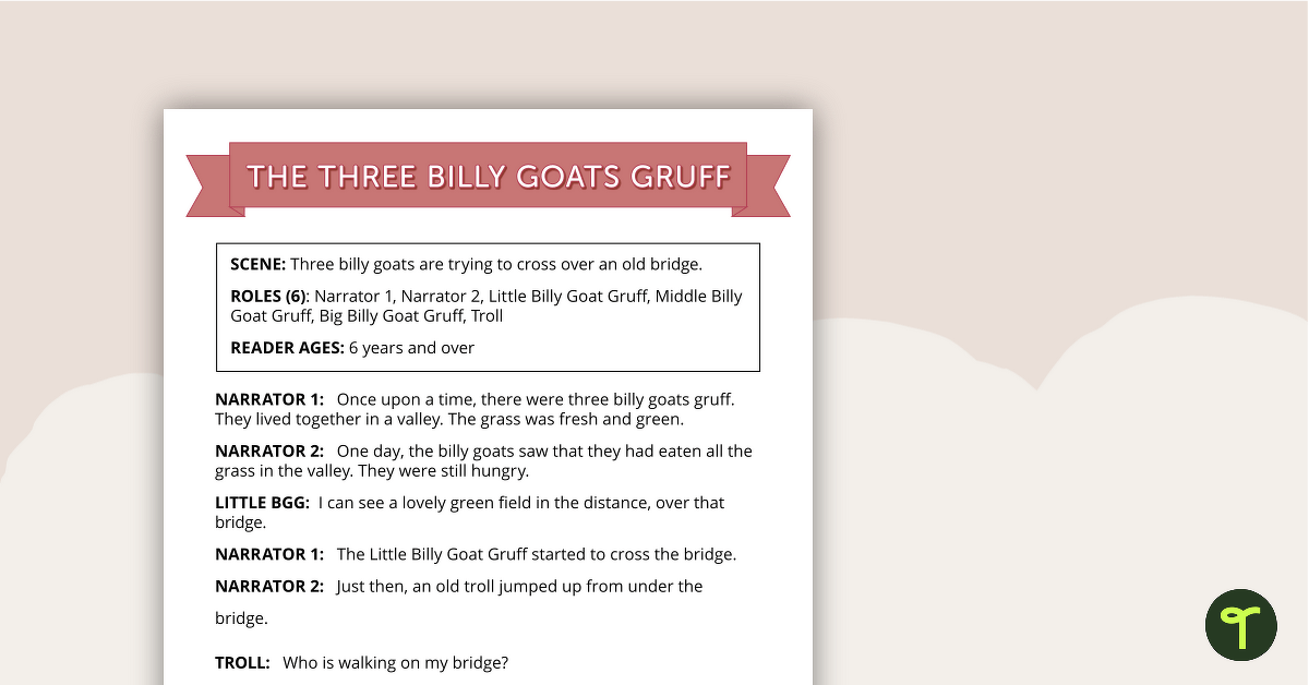 Readers' Theatre Script - Three Billy Goats Gruff teaching resource