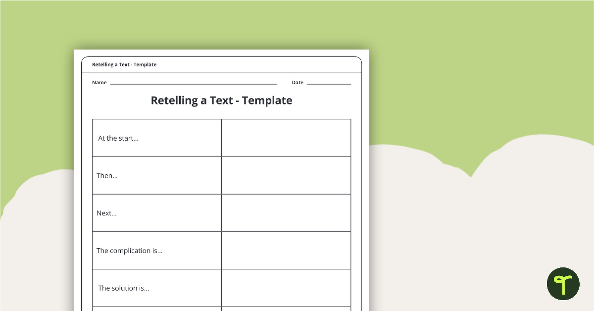 Guided Reading Groups - Retelling a Text Template teaching resource