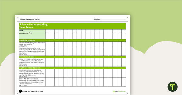 Preview image for Science Year Seven Assessment Trackers - teaching resource