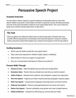 Persuasive Speech Project teaching resource