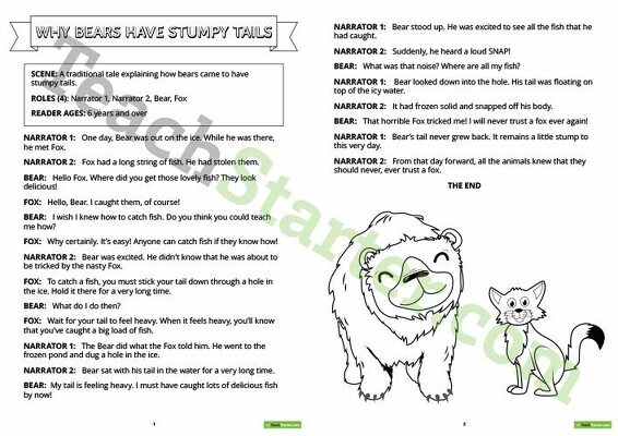 Readers' Theatre Script - Why Bears Have Stumpy Tails teaching resource