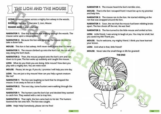 Readers' Theatre Script - Lion and the Mouse teaching resource