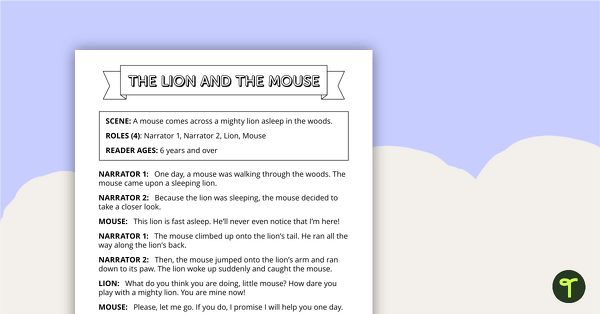 Go to Readers' Theatre Script - Lion and the Mouse teaching resource