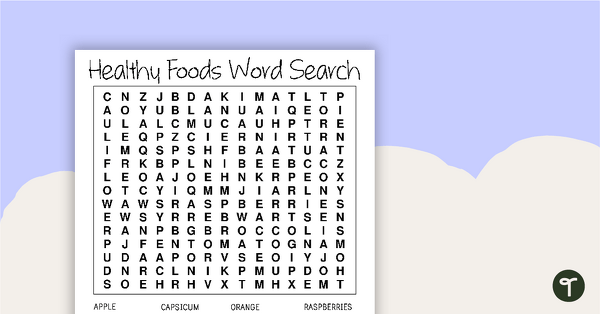 Healthy Foods Word Search teaching resource