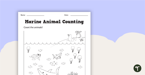 Marine Animal Counting Worksheet (0–9) teaching resource