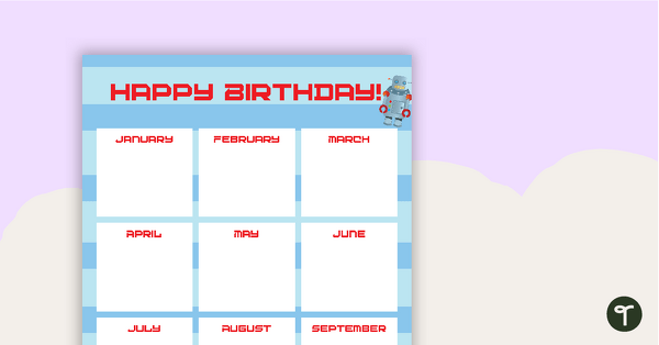 Robots - Happy Birthday Chart teaching resource