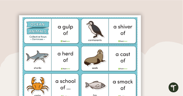 Preview image for Ocean-Themed Collective Noun Dominoes - teaching resource