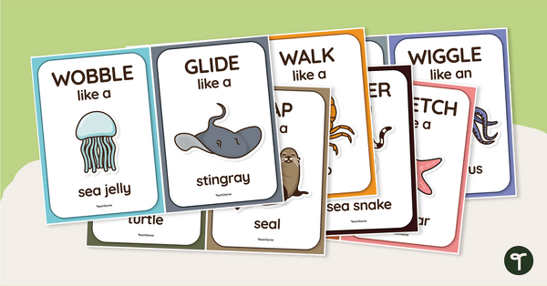 Preview image for Ocean-Themed Movement Cards - teaching resource