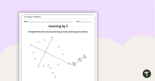 Dot to Dot Drawing Counting By 3 Kite Teach Starter