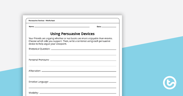 persuasive device worksheets teach starter