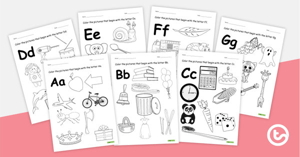 Preview image for Beginning Letters - Individual Alphabet Worksheets - BW - teaching resource