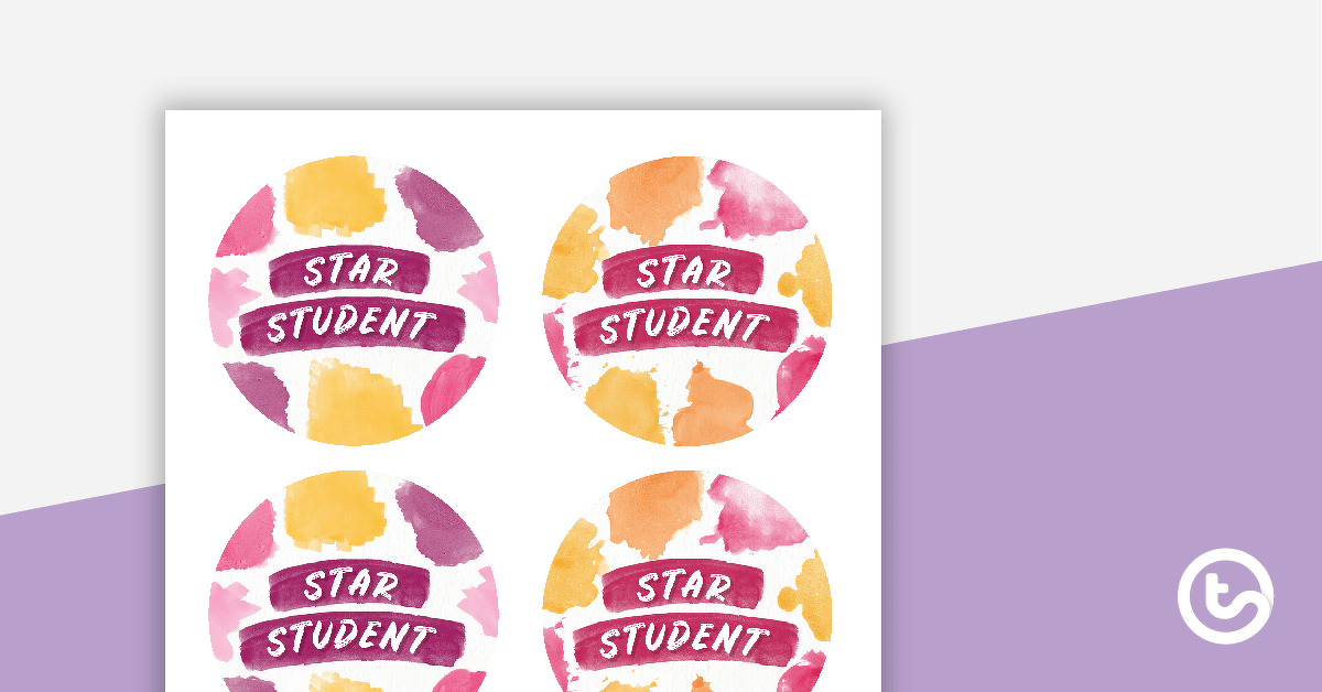 Vibrant Watercolour - Star Student Badges teaching resource
