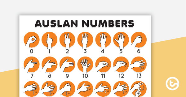 Image of Auslan 0-20 Number Poster - Southern Dialect