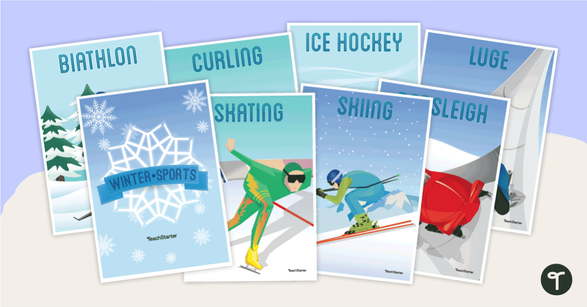 Winter Olympic Sports Posters - No Text teaching resource