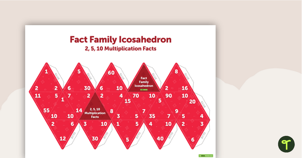 Go to Fact Family Icosahedron (2, 5, 10 Multiplication and Division Facts) teaching resource