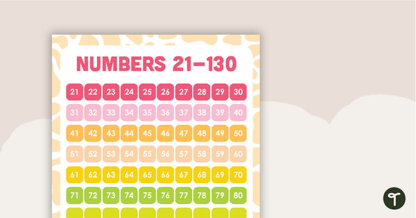 Preview image for Numbers 21 -130 Chart - Missing Numbers From 80 - teaching resource