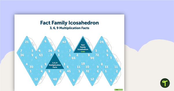 Image of Fact Family Icosahedron (3, 6, 9 Multiplication and Division Facts)