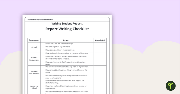 Image of Teacher Report Writing Checklist