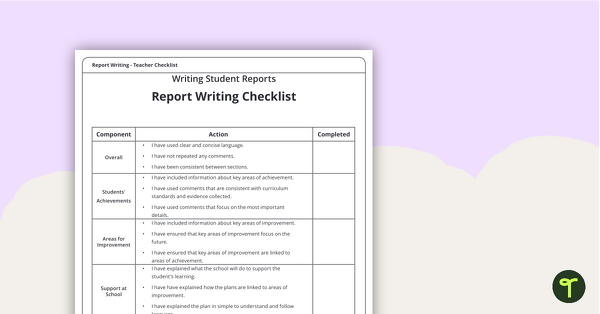 Go to Teacher Report Writing Checklist teaching resource