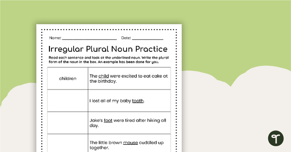 irregular plural noun practice worksheet teach starter