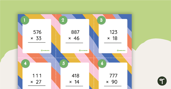 Image of 3-Digit by 2-Digit Multiplication Task Cards